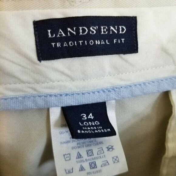Lands End Womens Size 34 Long Tan Solid Chino Pants - Picture 2 of 9